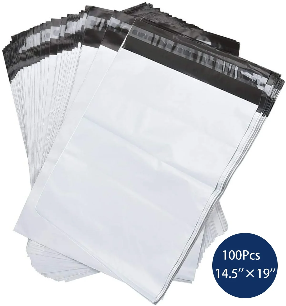 SJPACK 100pcs 14.5x19 Poly Mailers 2.5 Mil Envelopes Shipping Bags With Self Sealing Strip, White Poly Mailers 0481