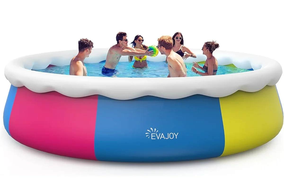 EVAJOY 15ft X 35in Inflatable Top Ring Swimming Pool Set with Pump Blue 7485