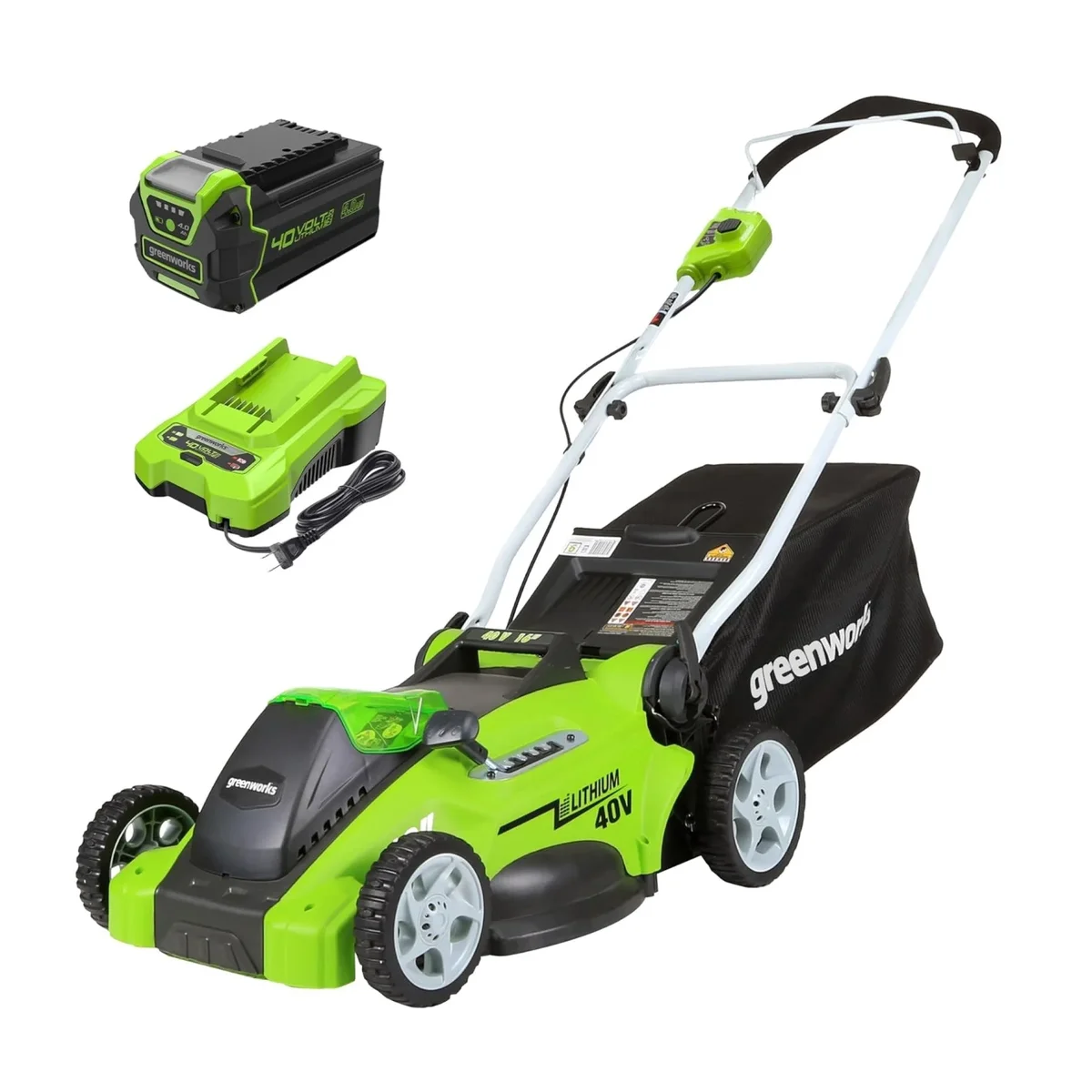 Greenworks (Open Box) Greenworks 40V 16" Battery Powered Push Lawn Mower with 4.0 Ah Battery & Charger 25322 5550
