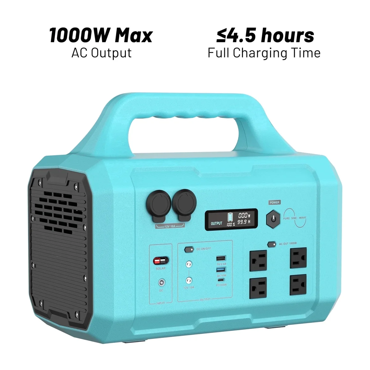 MUSSLAN 1024Wh Solar Generator, 1000W Pure Sine Wave Portable Power Station – AC/Car/Solar Charged Backup Battery for Home Emergency, Camping, RV & Out 1842