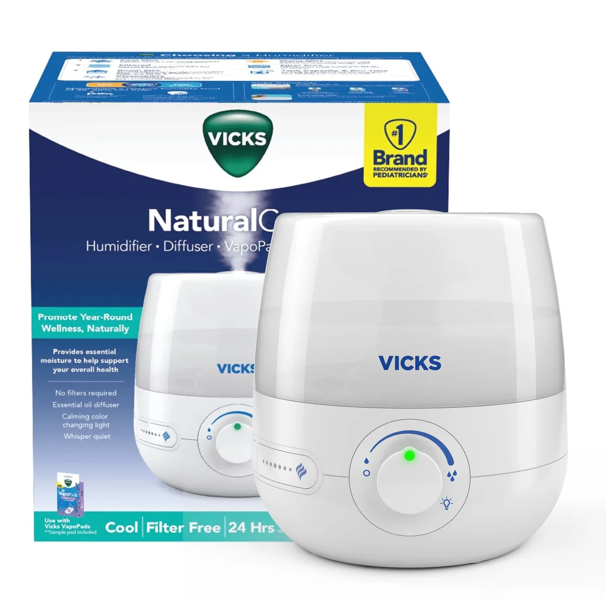 Vicks 0.6 gal 200 sq ft Ultrasonic Cool Mist Humidifier, White 0881