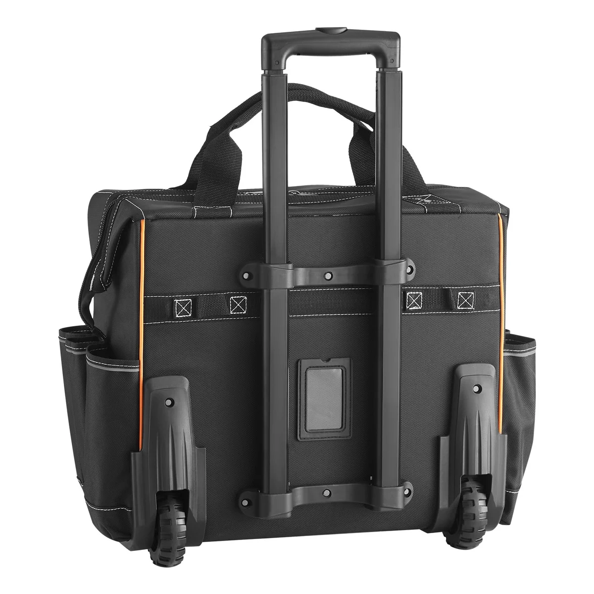KFFKFF Rolling Tool Bag with Wheels, 110 lbs Capacity, 25 Pockets Durable Tool Organizer with Telescoping Handle & Sturdy Base for Electricians a 8385