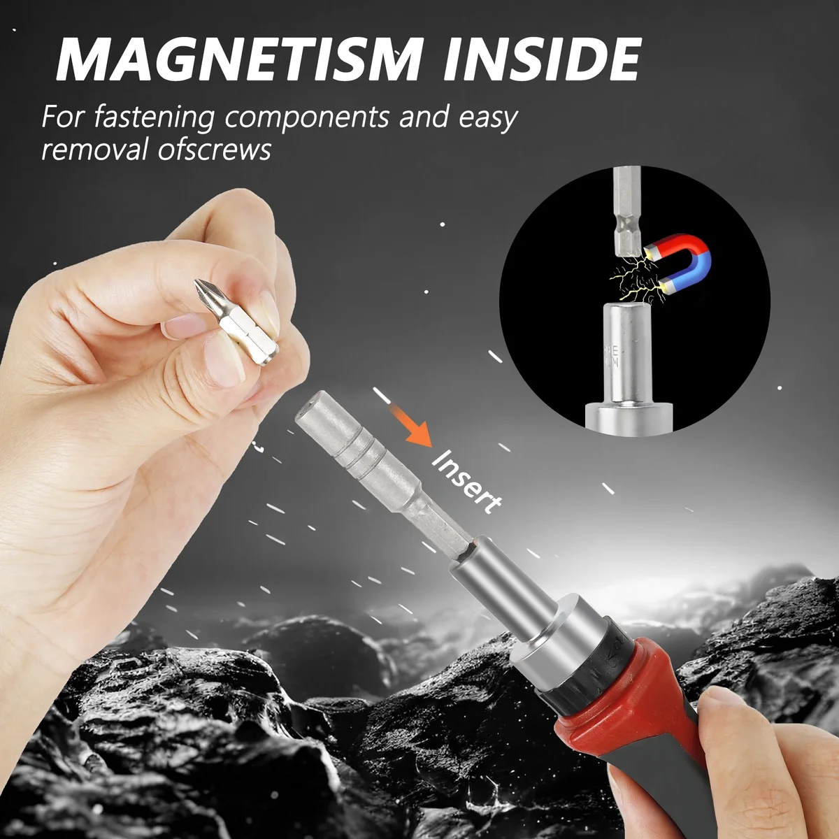 Everdaily Essentials Ratcheting Multi-Bit Screwdriver Set, 40 Bits, 60mm Extension Bar, 1/4’’ Magnetic Driver Handle, 40 Bits- Torx, Slotted, Phillips, Square，H Ref. 3126