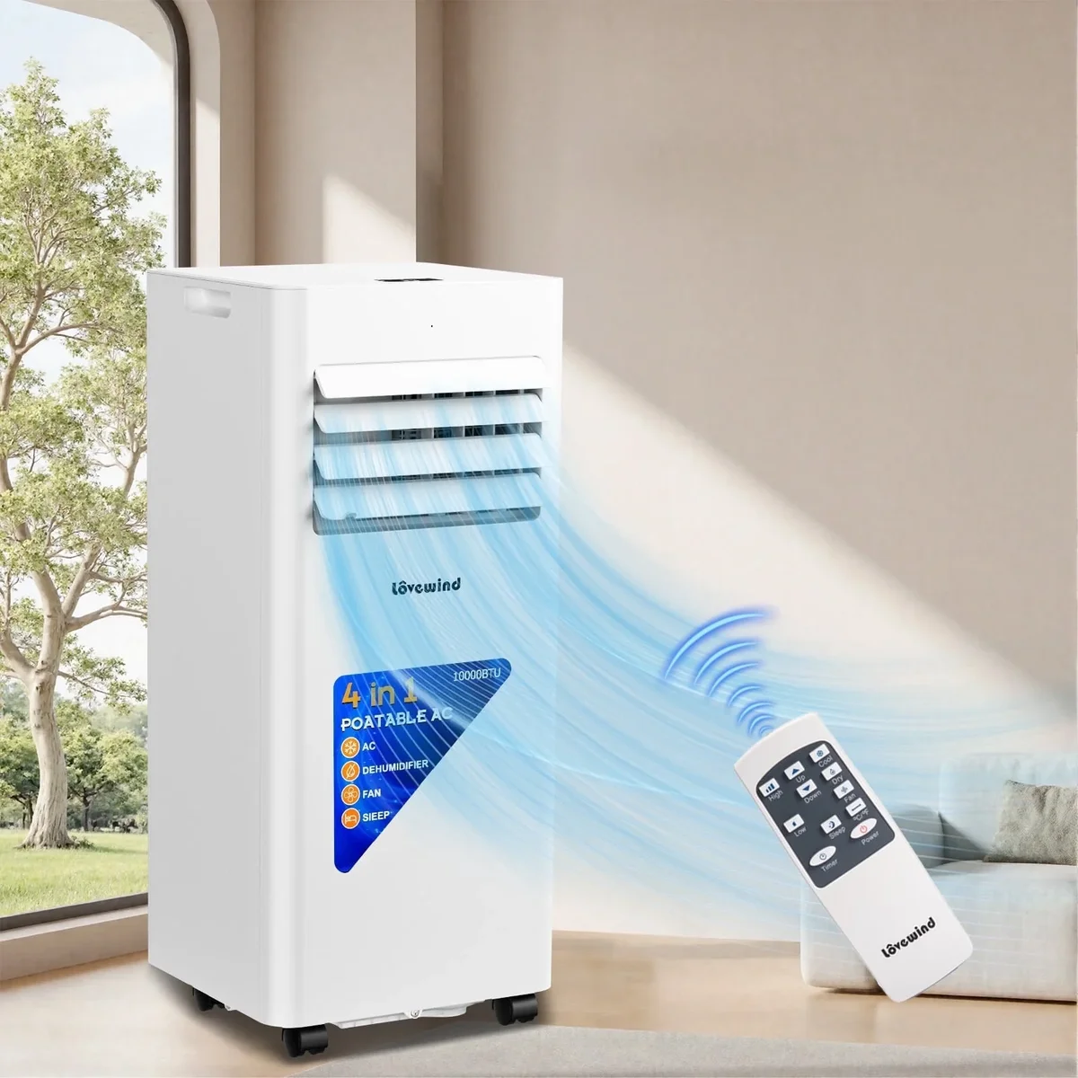 Everdaily Essentials 10000 BTU Portable Air Conditioner with Remote Control, AC Cooling Room up to 450 sq.ft, Air Conditioner, Dehumidifier, Fan 2822