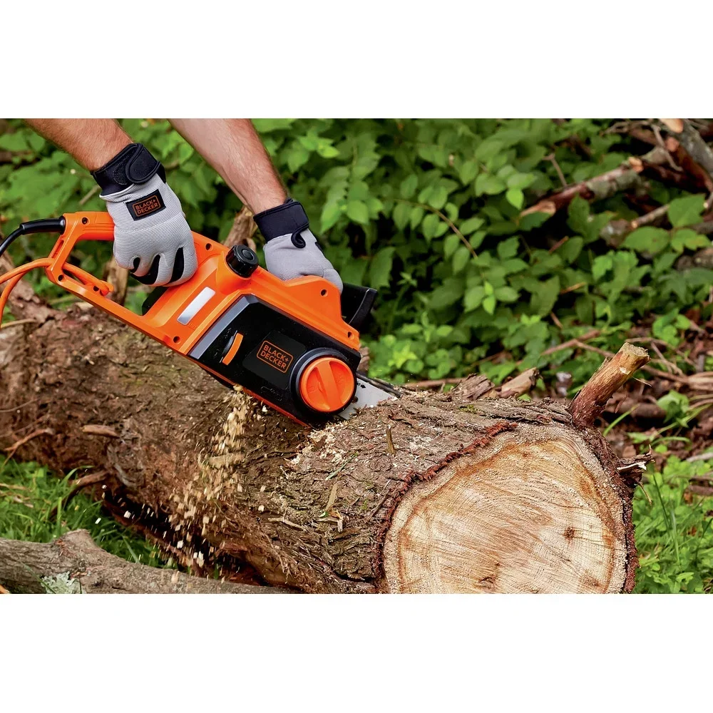 BLACK+DECKER 16” 12 Amp Corded Electric Chainsaw, Tool-Free Chain Tensioning, Auto-Oiling 4070