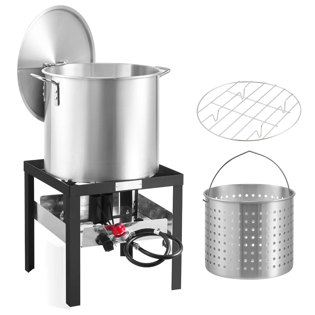 Everdaily Essentials 100 Qt Seafood Cooking Set with Sieve, Exterior Seafood Cook Pot and Container, Culinary Kit, Crawfish, Lobster Preparation, Aluminum Soup Pot wi Ref. 3306