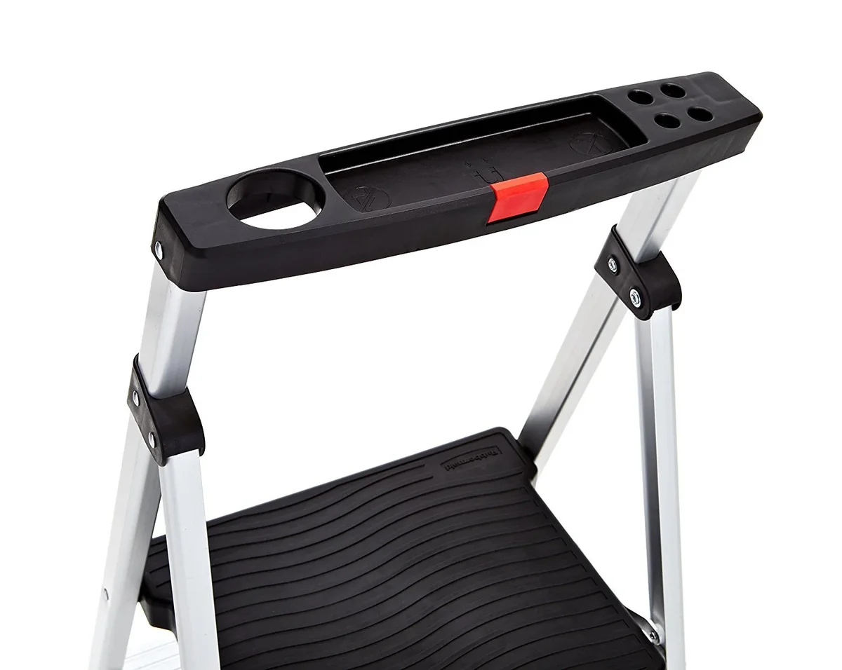 Rubbermaid Old World Automotive Product 205040 2 Step Lightweight Aluminum Step Stool with Project Top 7462