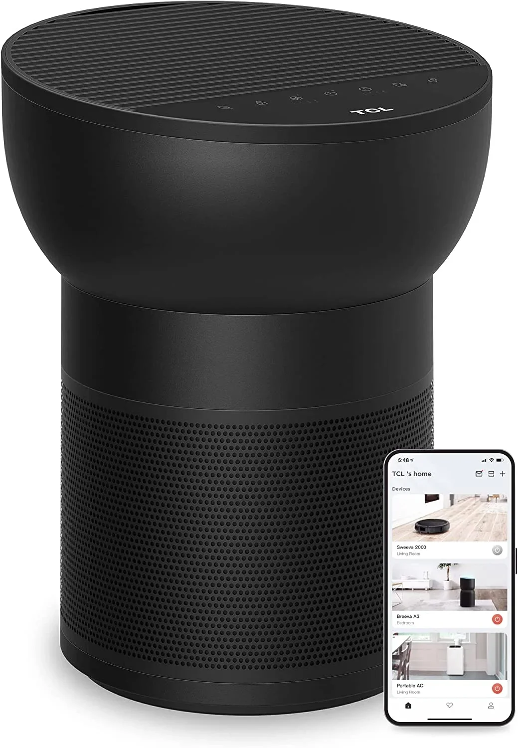 TCL Breeva A2 Wi-Fi Smart Air Purifier and Humidifier, Up to 882 Sq Ft, 4-Stage True HEPA (H13), Removes 99.97% of Dust/Bacteria/Odors & More, Ap 9651