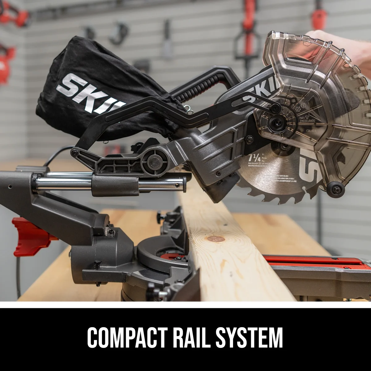 SKIL MS6316-00 10 Amp 7-1/4" Single Bevel Miter Saw with Compact Rail System & LED Shadow Line 3244