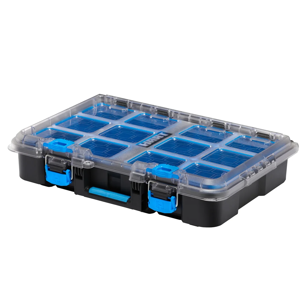 HART Stack System Small Parts Organizer with Removable Bins, Black with Blue Accents 8514