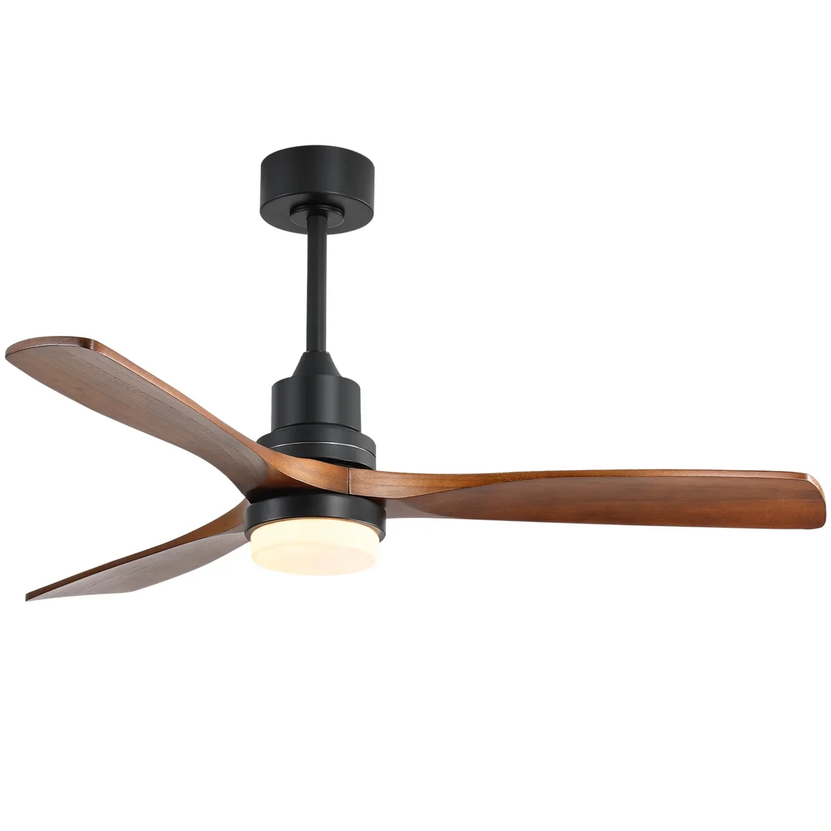 Sofucor 52" Ceiling Fans with Light and Remote Control, 3 Blades and Reverse Airflow,for Living Room,Patio,Black with Walnut Blades 2132