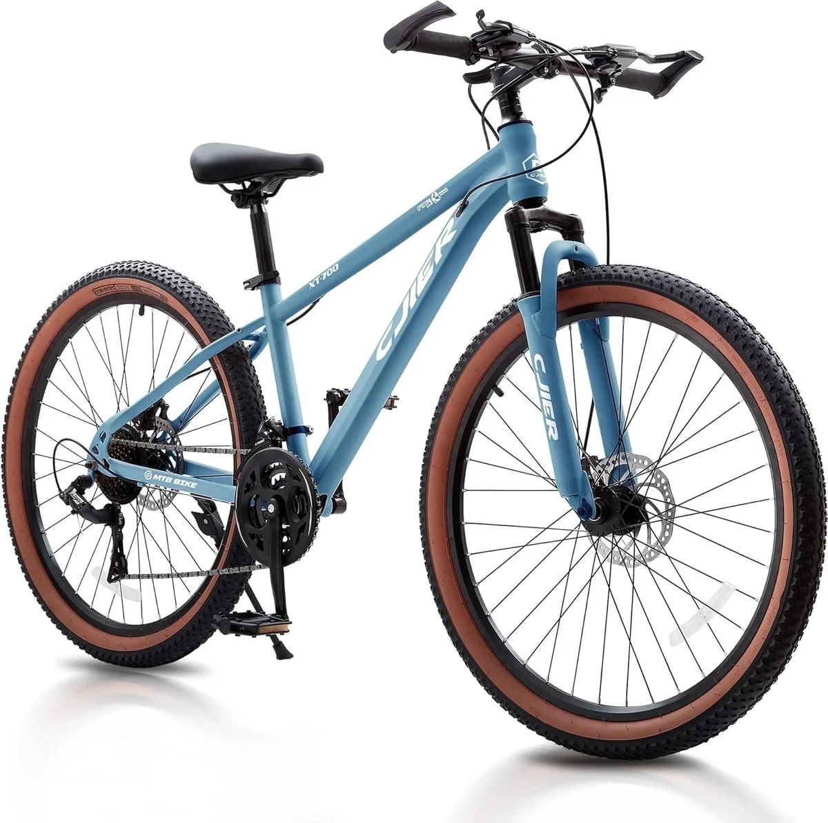 Everdaily Essentials 24 inch Kids Mountain Bike 21 Speed MTB with Internal Cable Routing, Suspension Fork, Dual Disc Brakes - 2.125'' Tires, Easy Assembly 9226