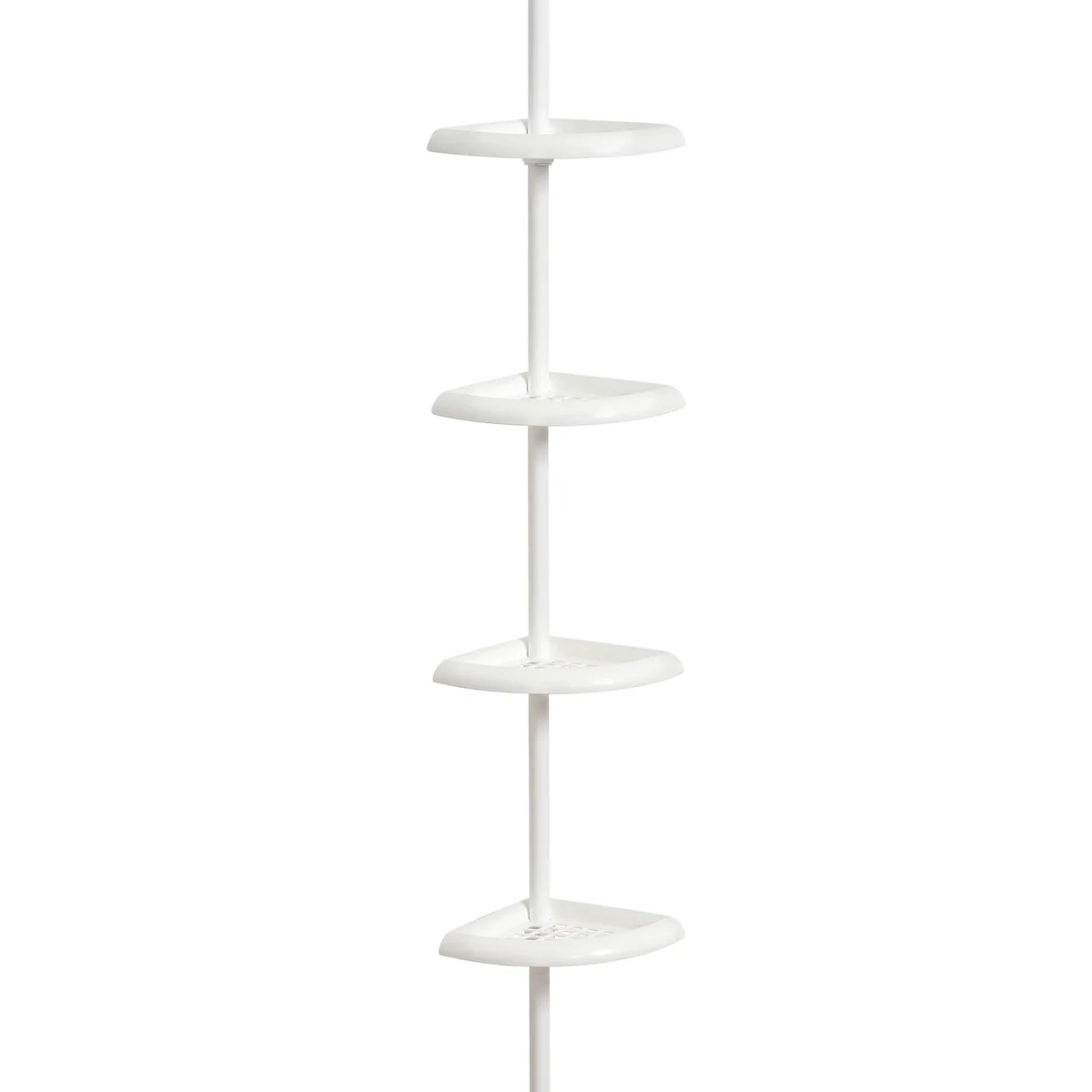 Zenna Home White Shower Caddy with 4 Shelves, Zenna Home Adjustable Tension Pole 3786