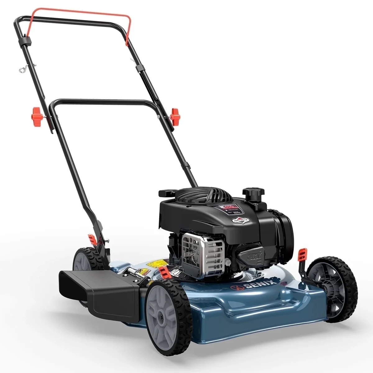 SENIX Gas Lawn Mower 20in Cutting Blade 21in Cutting Deck, 125 cc 4-Cycle Made in Briggs & Stratton Engine Push Mower, Side Discharge, 5-Position 7721