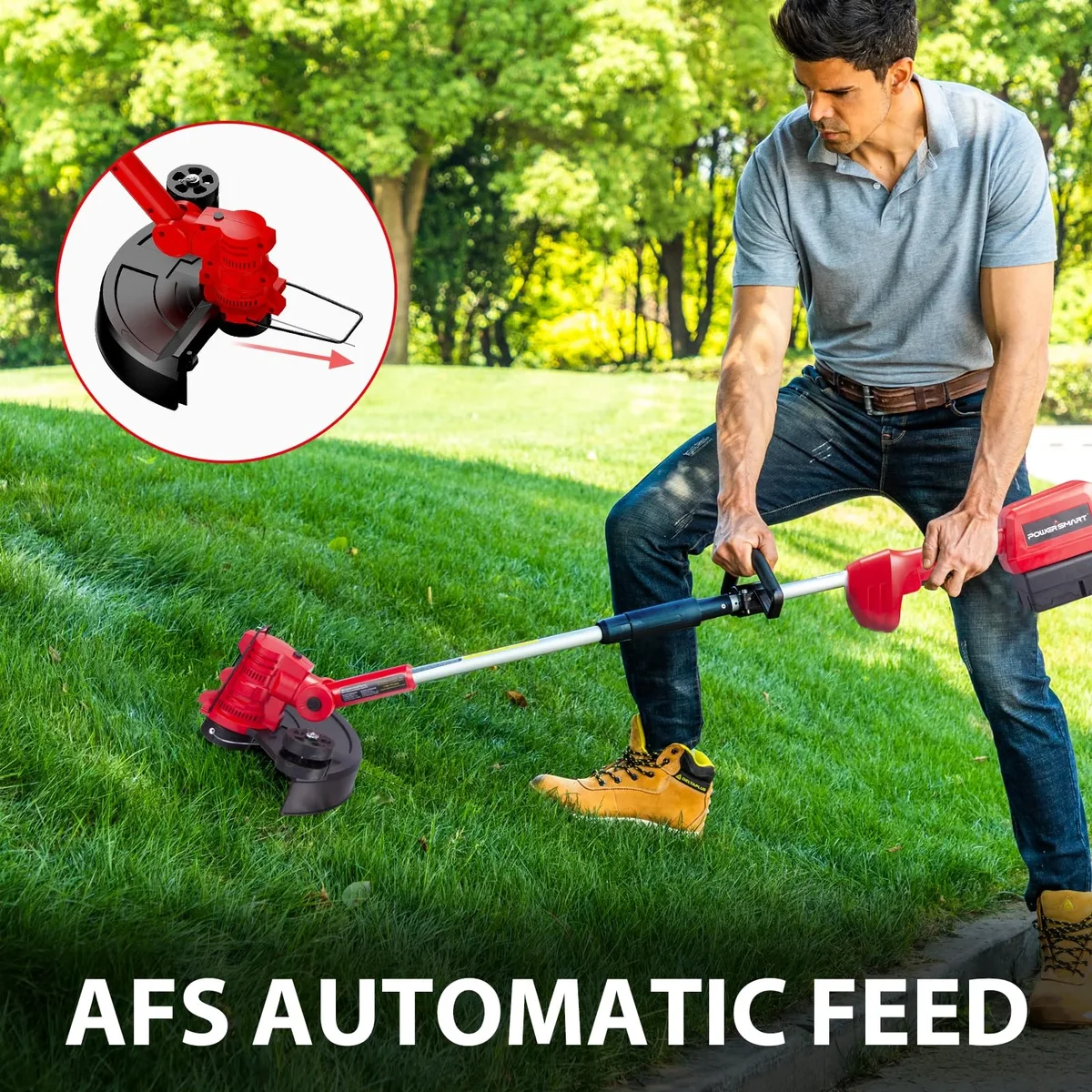 PowerSmart 40V 4.0Ah Lithium-Ion Cordless String Trimmer/Edger and Blower Combo Kit(2 Tools),7lb 1636
