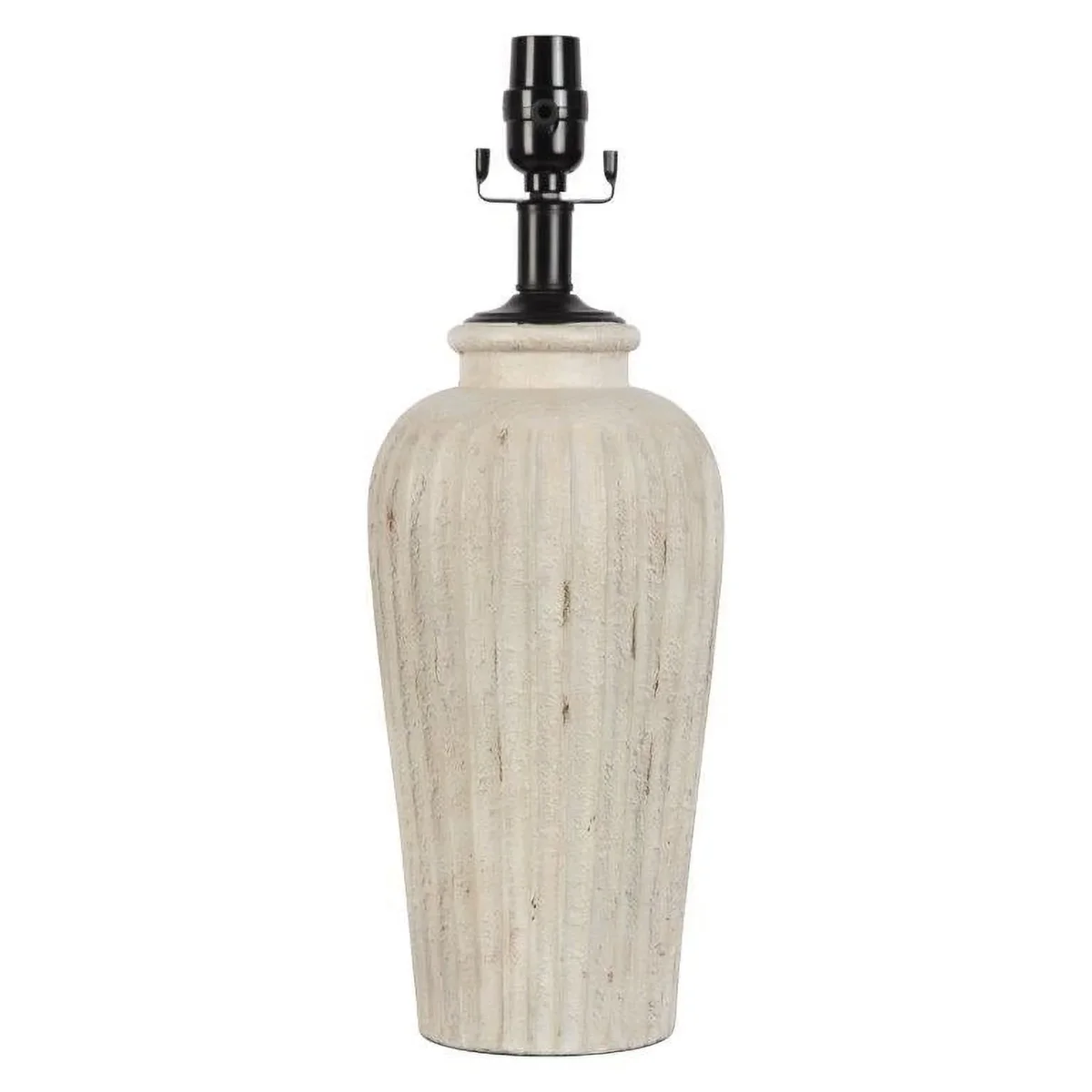 Better Homes & Gardens Better Homes and Gardens Large Ribbed Ceramic Table Lamp Base, Beige, Transitional Design 2058