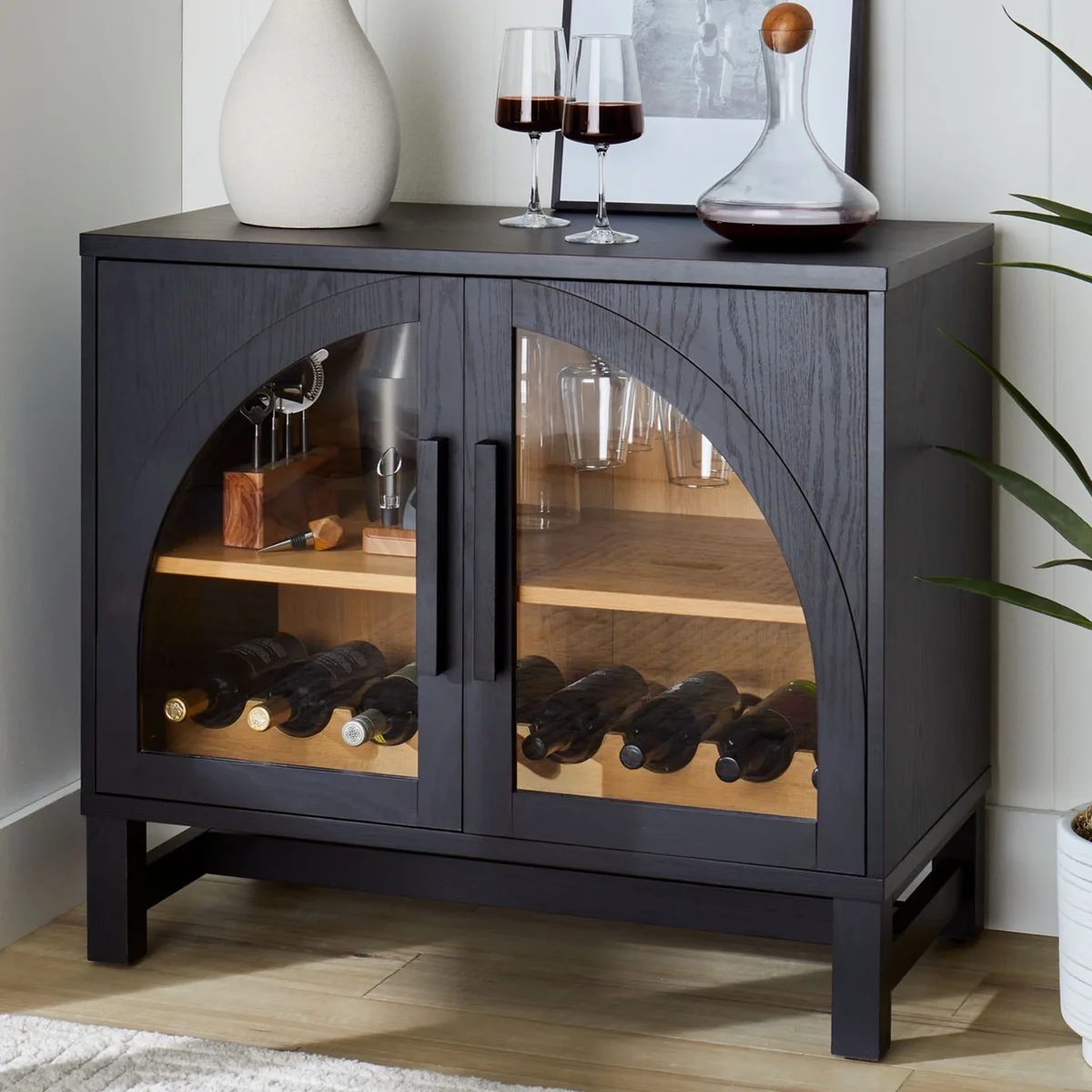 Better Homes & Gardens Juliet Arch Door Kitchen Console, Black Finish 9592