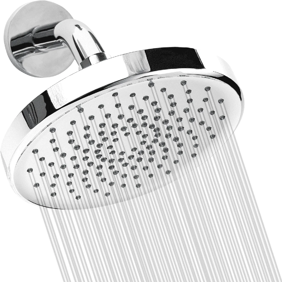 Liba 6-inch High Pressure Shower Head, Chrome Plated Brass, Silicone Nozzles Spray 3433