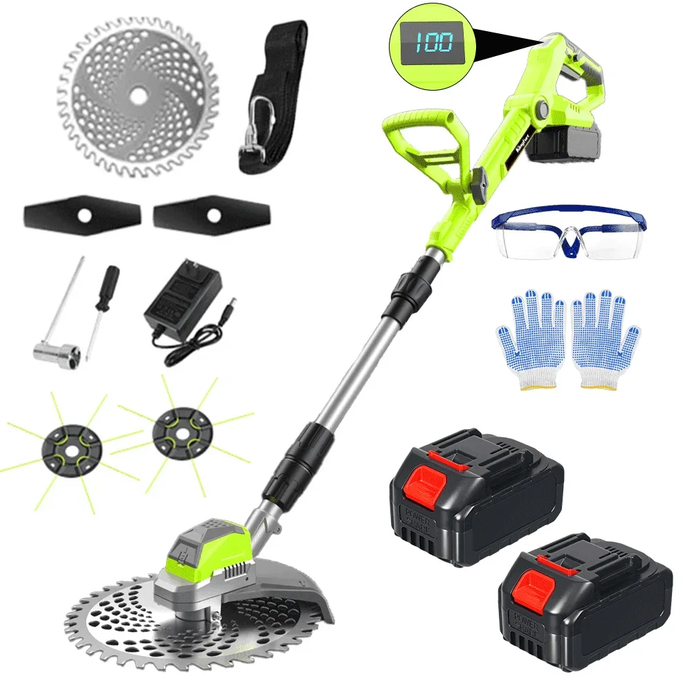 KingFurt Cordless String Trimmer, 21V Electric Weed Wacker,  with 2 x Batteries,  3-in-1 Weed Eater, Lawn Tool Cordless Cutter Mower 3820