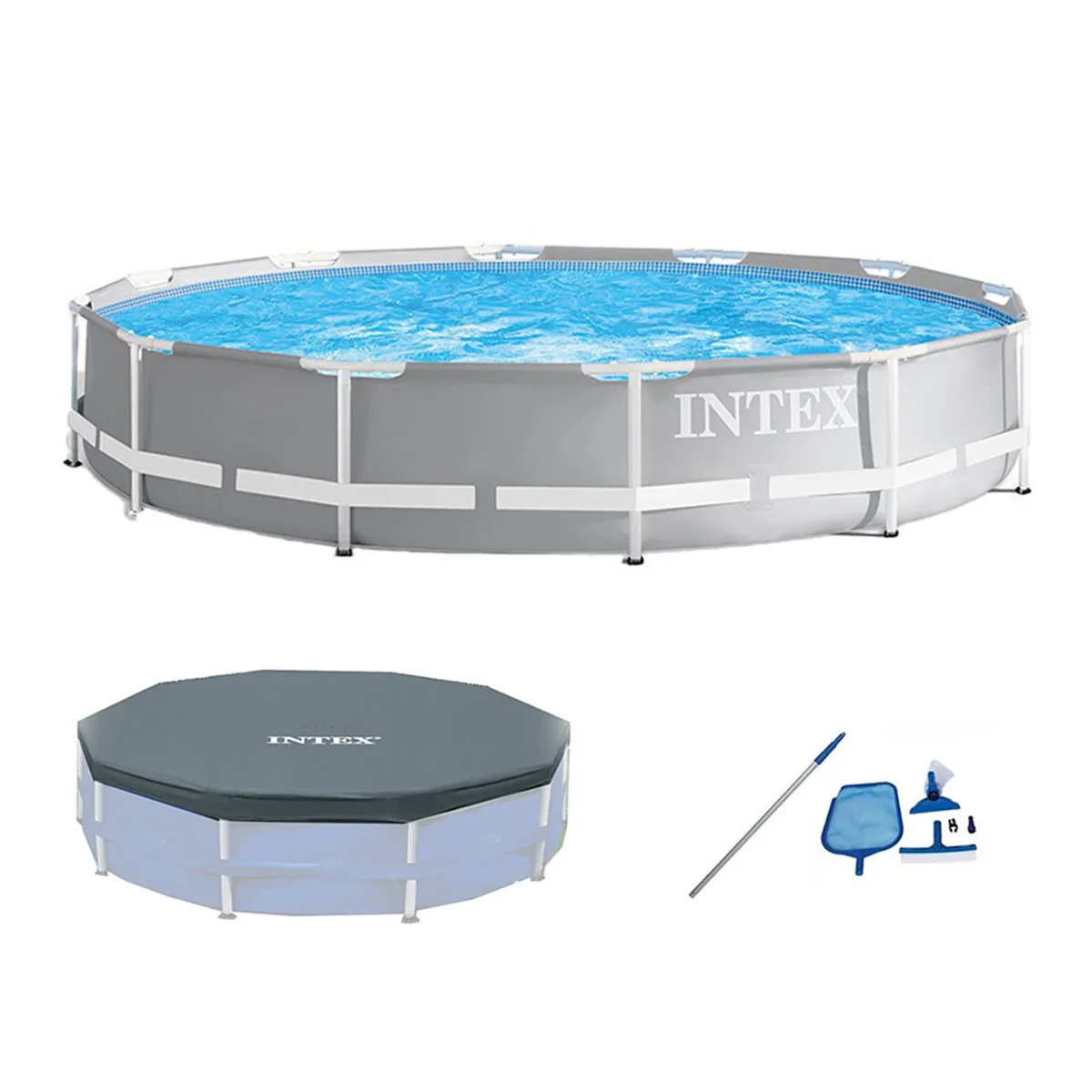Intex 26711EH 12ft x 30in Prism Above Ground Pool Set w/ Cover & Maintenance Kit 1039