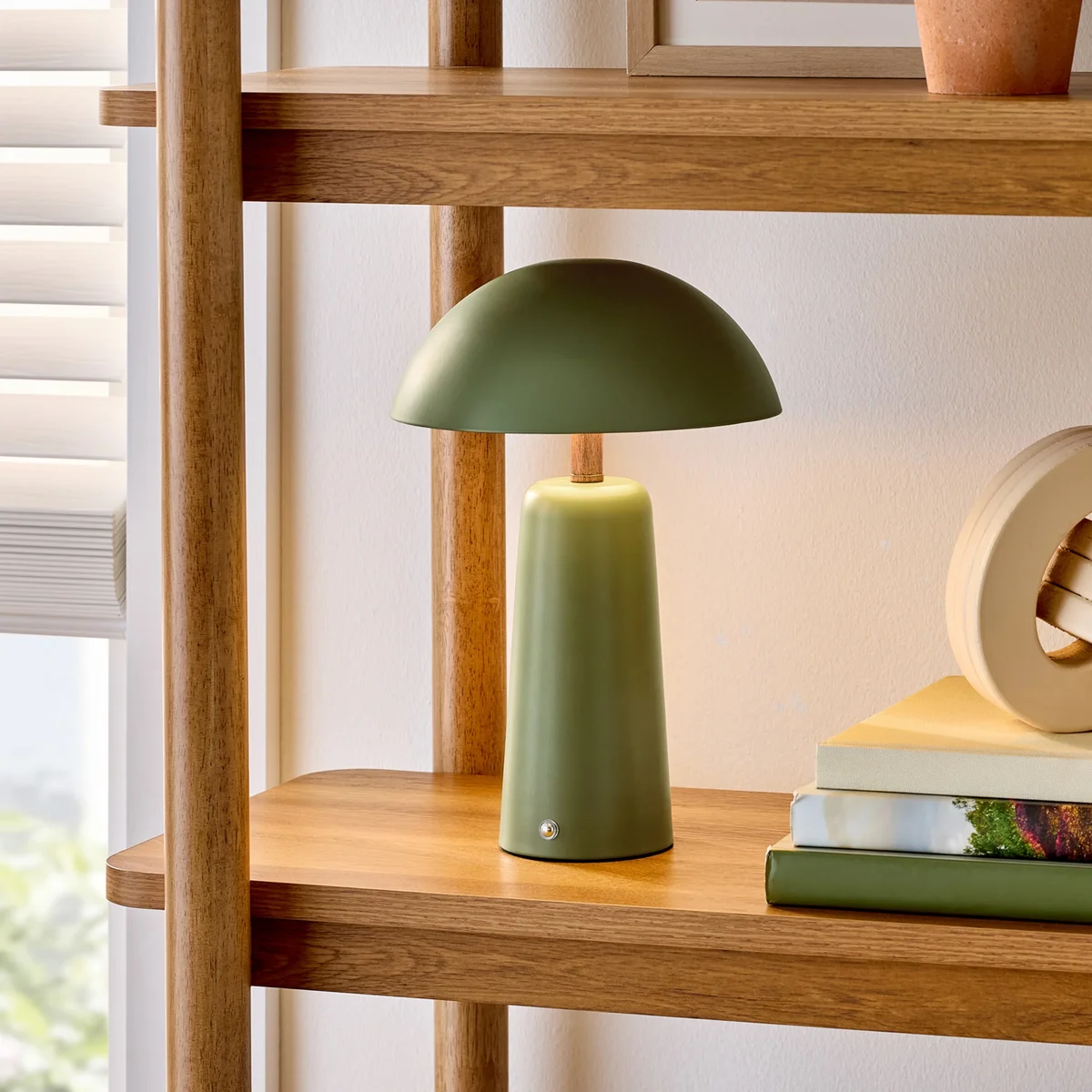 Better Homes & Gardens 12" Green Dome Rechargeable LED Portable Lamp with Dimmable Touch Sensor 8092