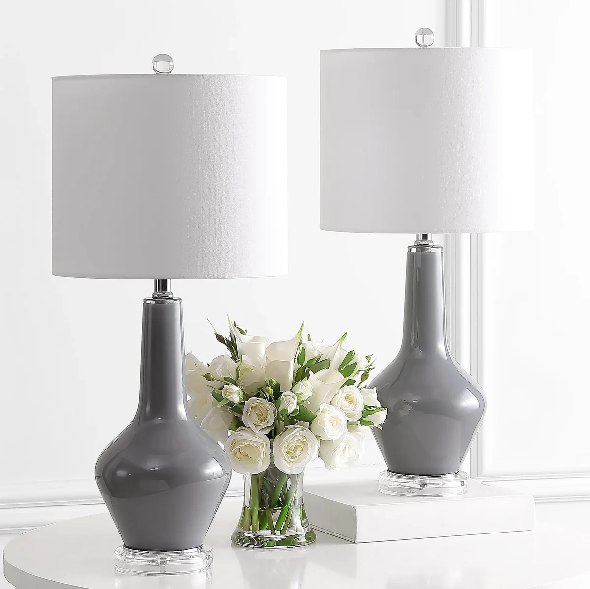 SAFAVIEH Velor 24 in. H Modern Glass Table Lamp, Smoked Grey 5504