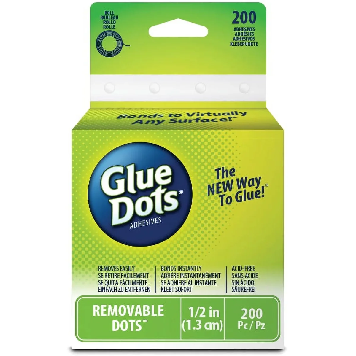 Glue Dots 0.5" Removable Clear Dot Roll, 200 Count 4801
