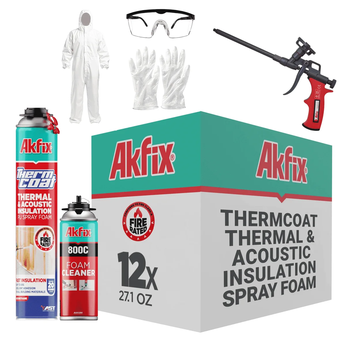 Everdaily Essentials Thermcoat Thermal & Acoustic Spray Foam Insulation Kit - Fire Rated Closed Cell Expanding Foam, 240 Board Feet - 12 Pack Set 8759