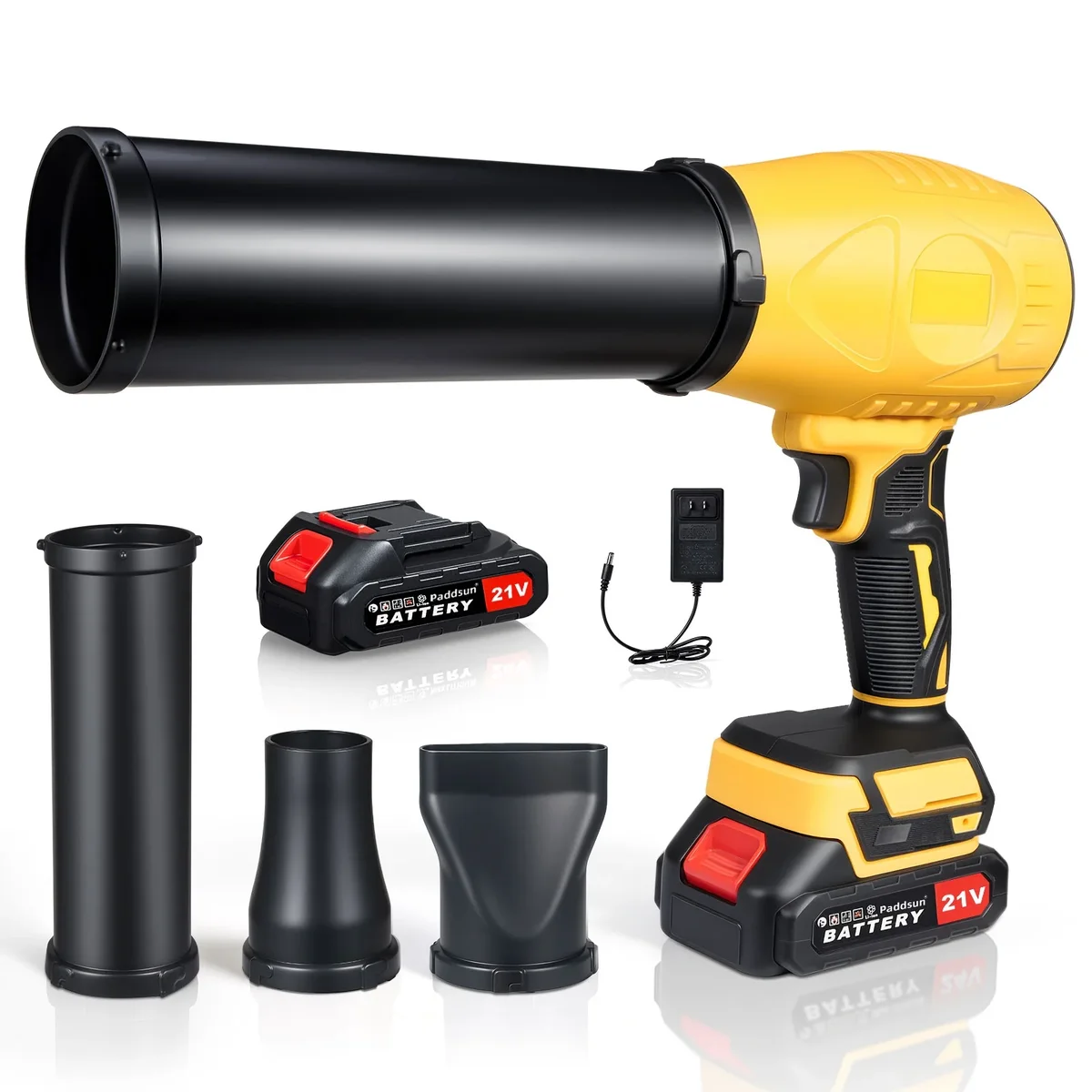Paddsun Electric Leaf Blower, 21V Cordless with Extended Nozzle Lightweight Handheld Blower for Patio Cleaning Lawn Care Blowing Leaves and Dust 4030