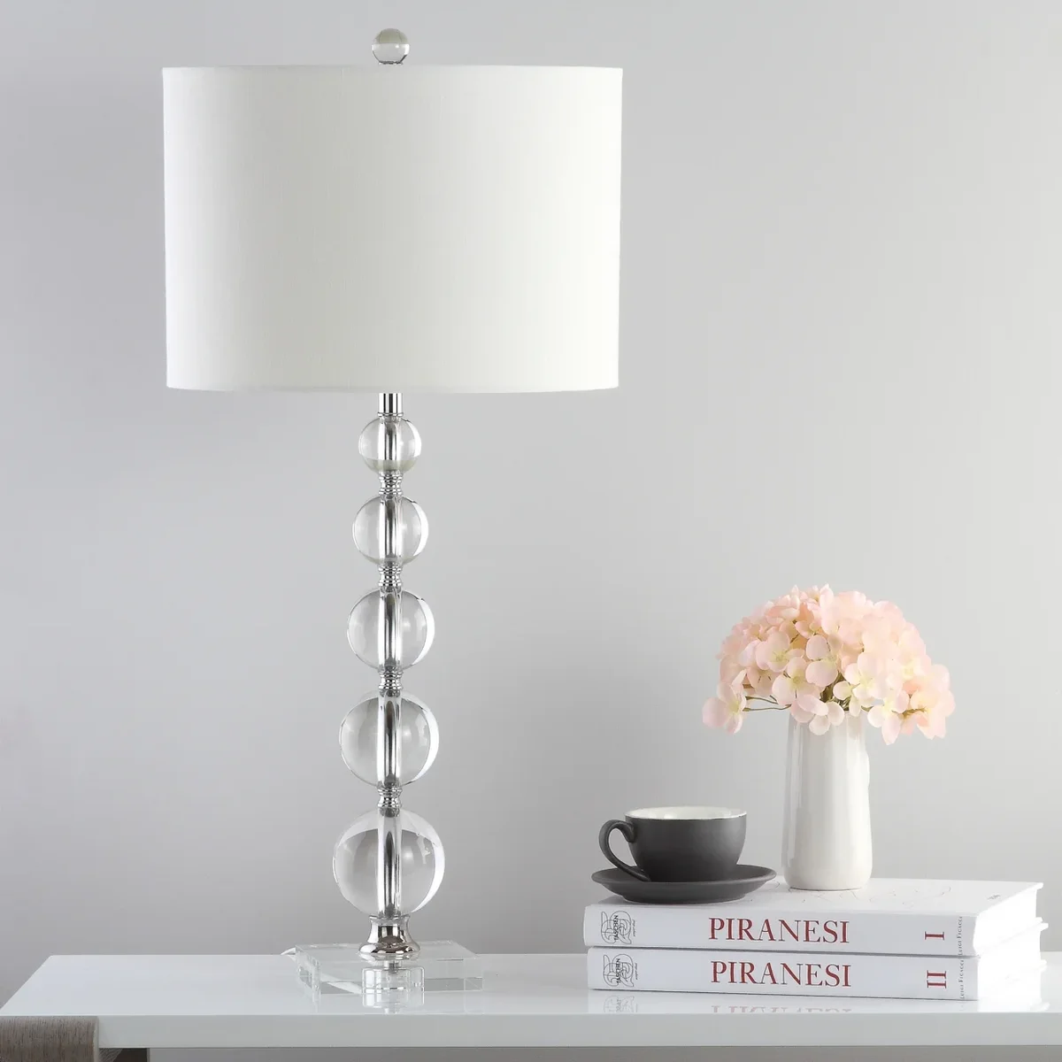 SAFAVIEH Liam 29 in. H Stacked Crystal Ball Table Lamp, Clear, Set of 2 9855