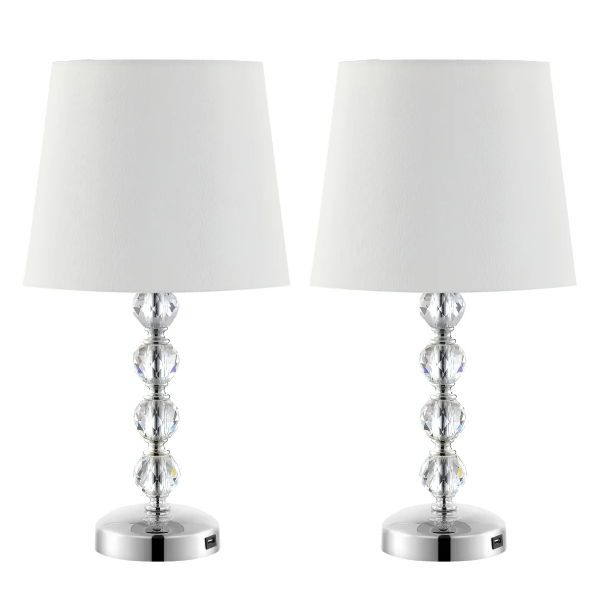 Everdaily Essentials Nola 16 in. H Stacked Crystal Ball Table Lamp, Off-White, Set of 2 Ref. 8989
