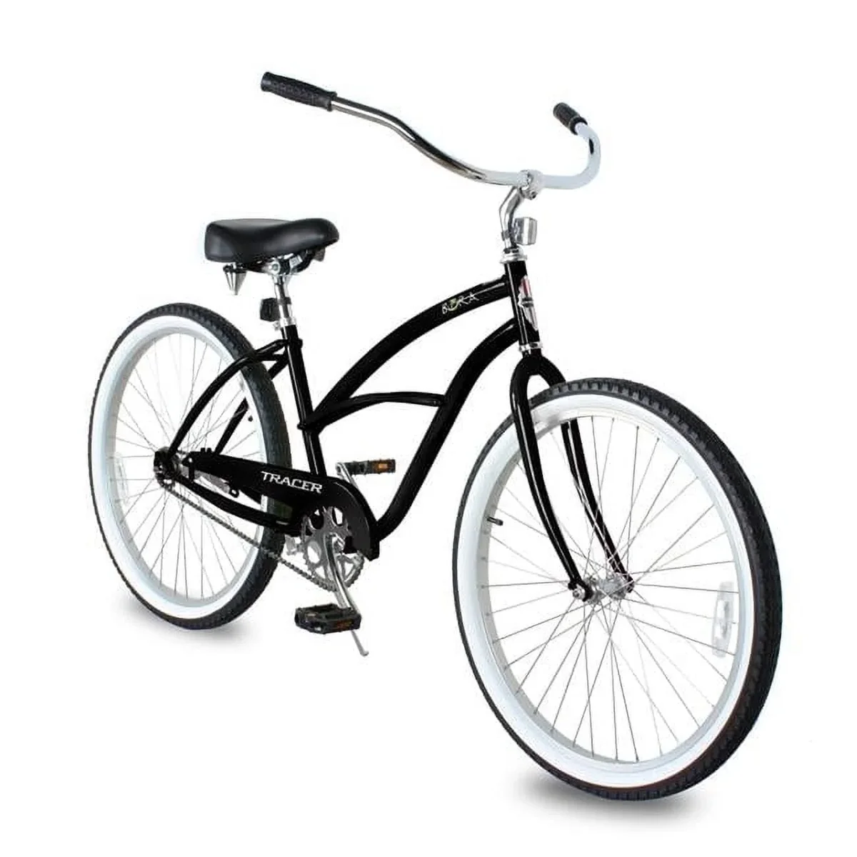 Tracer Bikes Tracer Bora Lightweight Cruiser Beach Bike, 26" WHeels, 2.125" Wide Tire, 1 Speed, Coaster brake, for Women Adult, Matte Black 5102