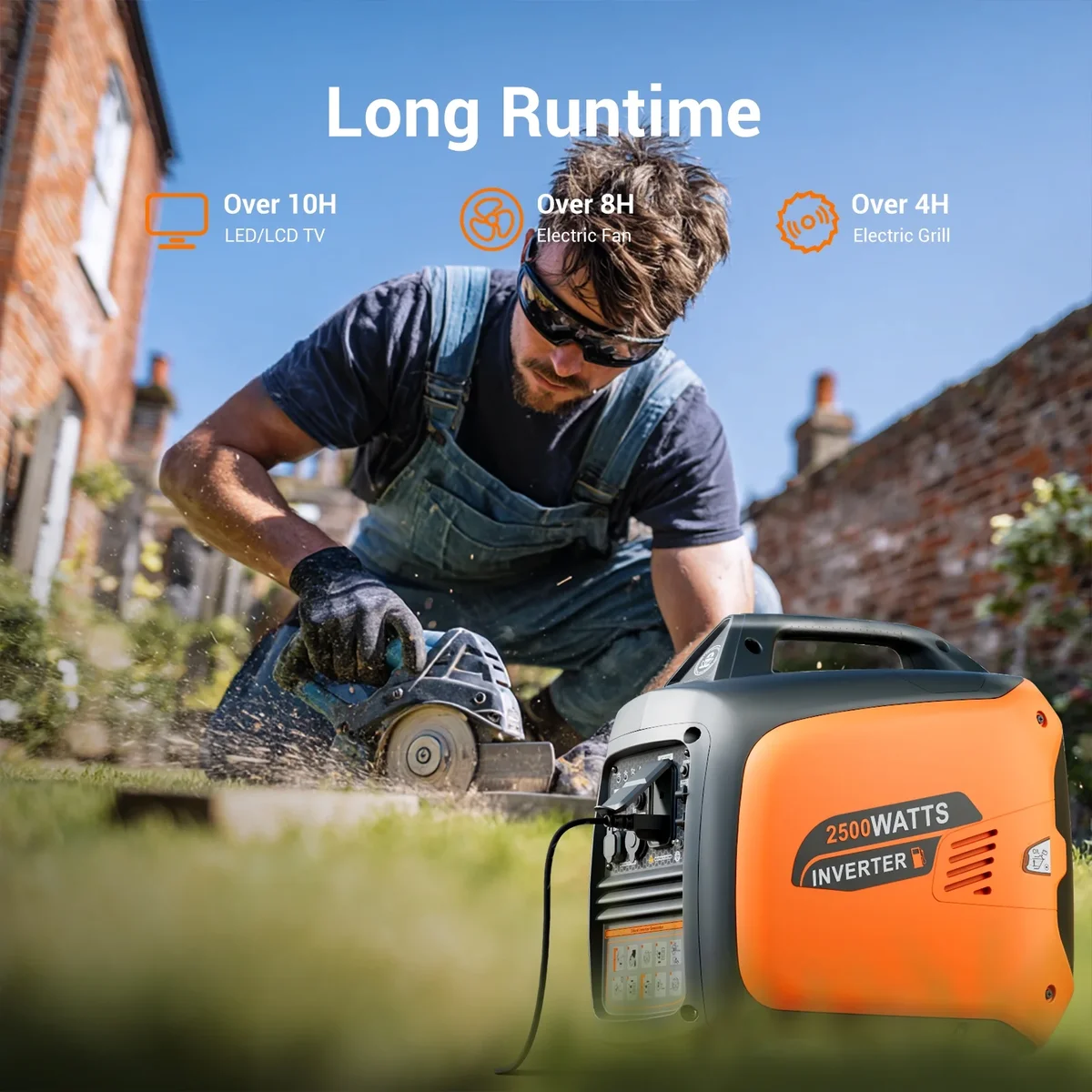 Efurden 2500-Watt Portable Inverter Generator Gas Powered, EPA Compliant, Parallel Capability, CO Shutdown, Low Noise for Camping and Home Use 3045