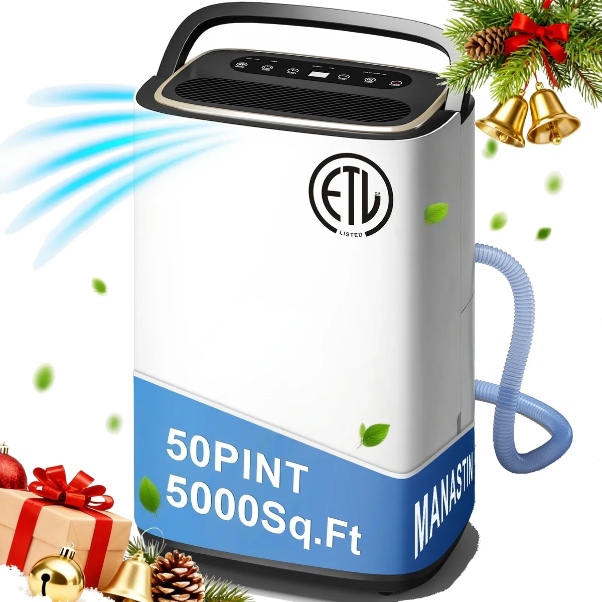 Patiosunny 15-Pint (DOE) Multi-Function Dehumidifier, 5000 Sq.Ft Coverage Area with 3 Modes, 180 OZ Water Tank/24H-Timer/Drain Hose/Child lock, f 2334