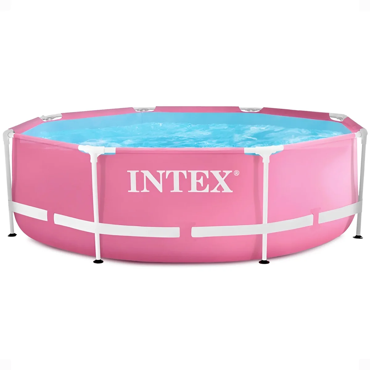 INTEX Round Metal Frame 8ft x 30in Above Ground Swimming Pool, Pink 9709