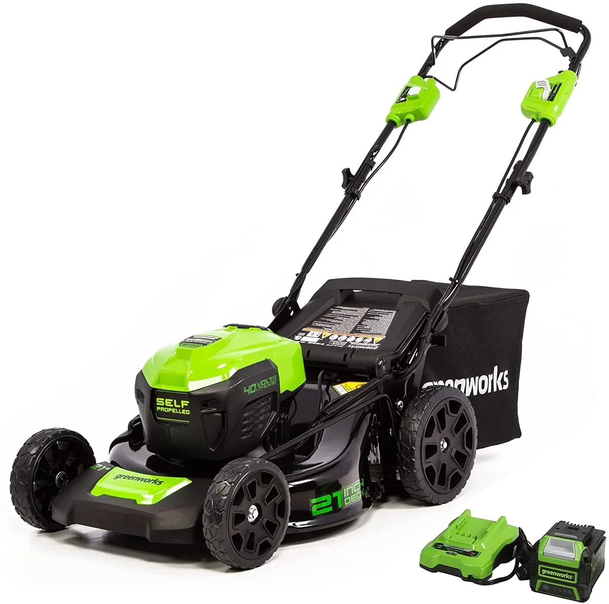 Greenworks 40V 21" Brushless Cordless (Self-Propelled) Lawn Mower, 5.0Ah Battery and Charger Included 6587