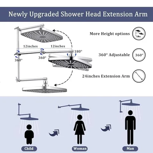 Everdaily Essentials 4 Function Modes 12 inch Wall Mount Shower Head & Handheld Shower Head Ref. 4732