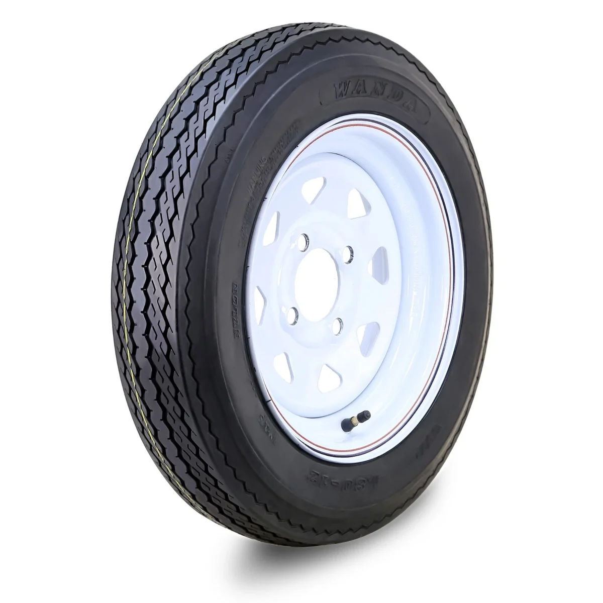 WANDA Trailer Tire Wheel Assembly 4.80-12 6-Ply C 79M 4 Lug on 4" PCD White Spoke Rim 5684