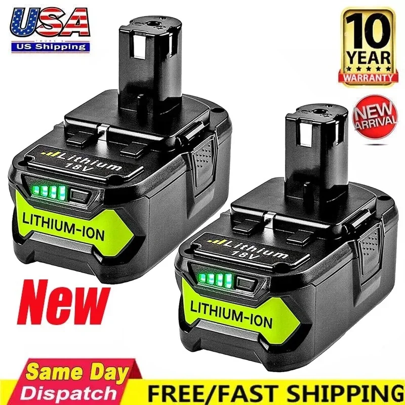 Mingsci 2Pack 8.0Ah 18 Volt Replacement for Ryobi 18V Battery ONE+ Plus Li-ion P108 P102 P103 P104 P105 P107 P109 P122 PBP005 PBP004 PBP003 PBP002 RB18L5 4201