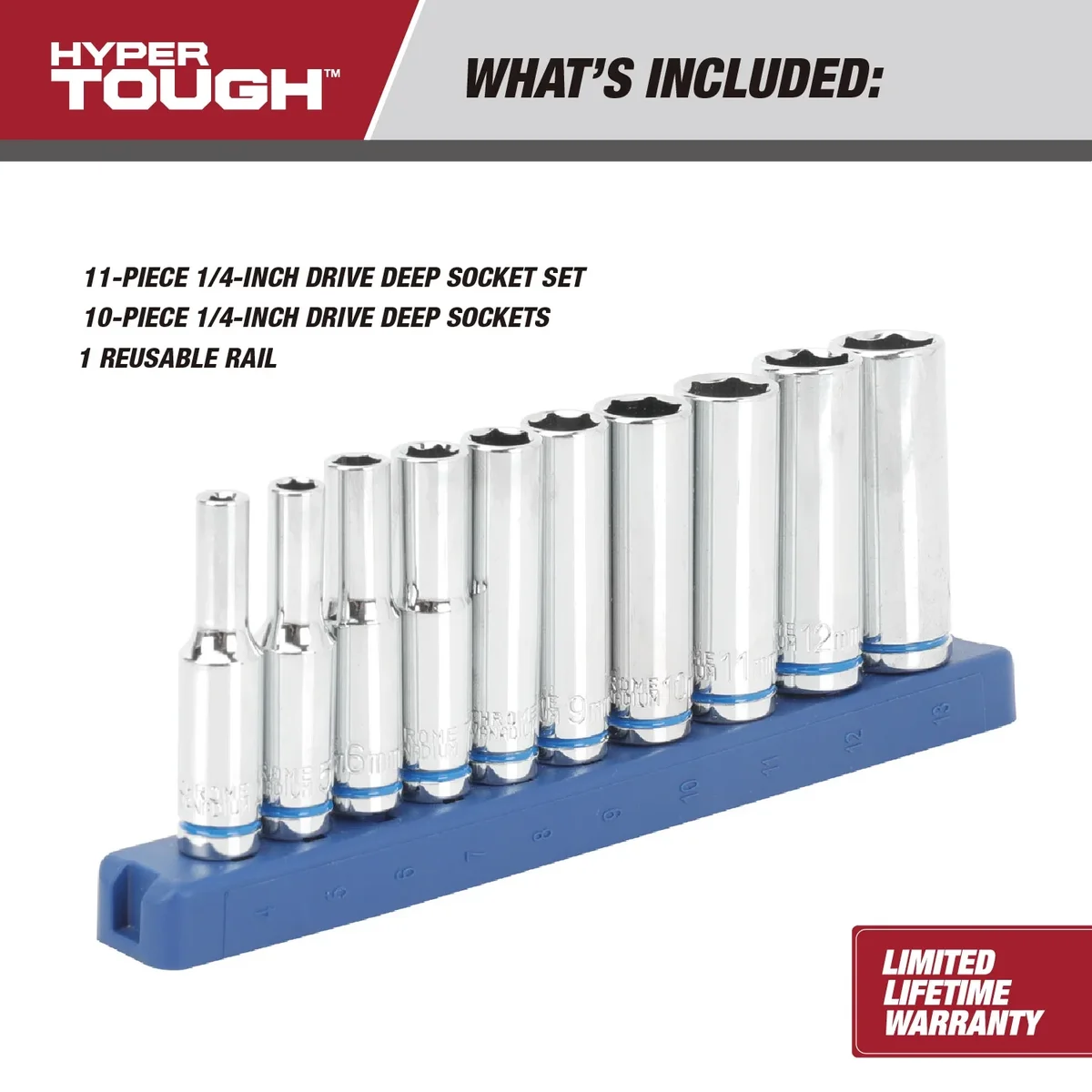 Everdaily Essentials 11-Piece 1/4-in mm, Deep Drive Socket Set Ref. 0578