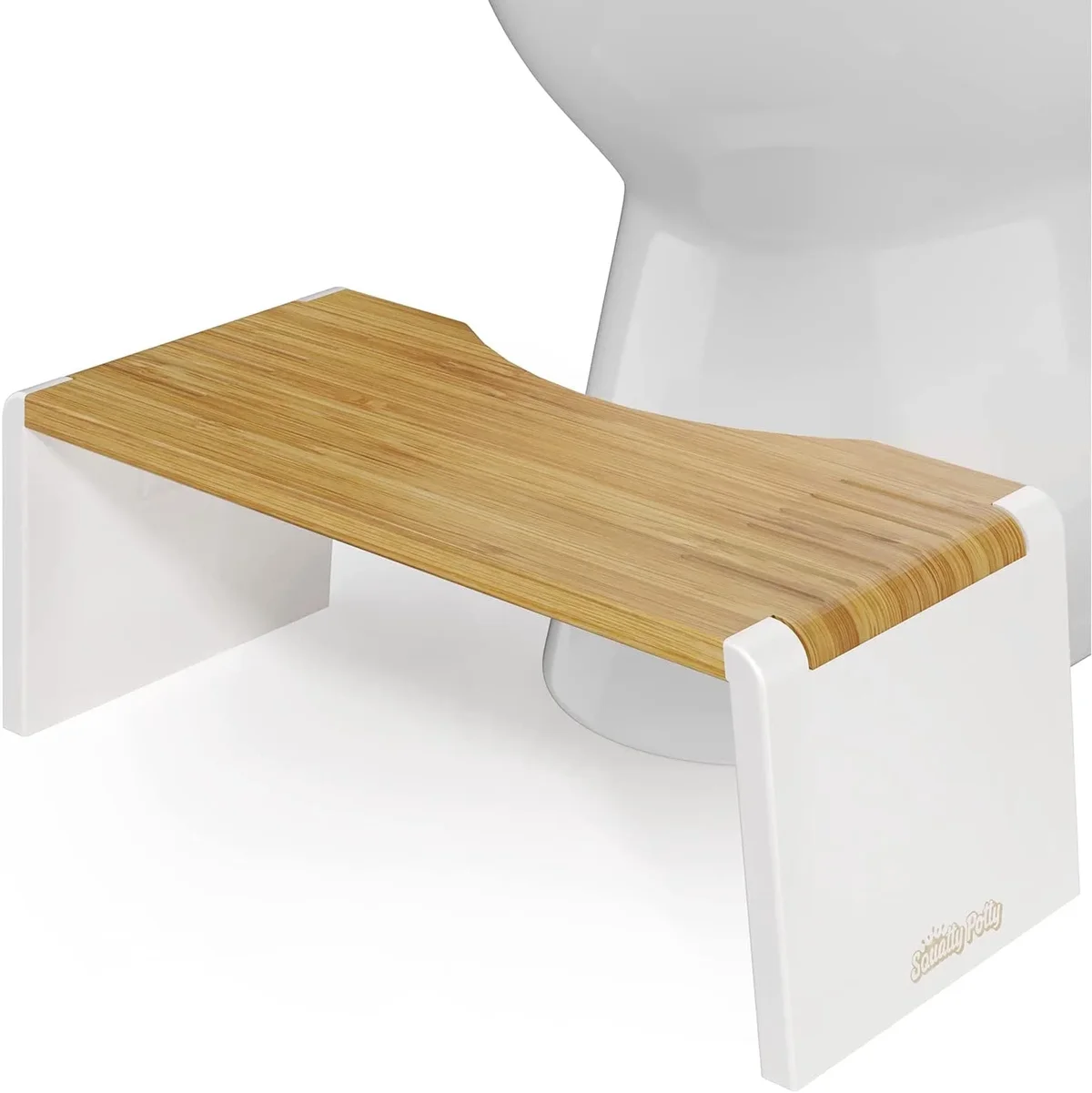 Squatty Potty Stockholm Folding Bamboo Toilet Stool, 7 in Collapsible, Brown and White 8673