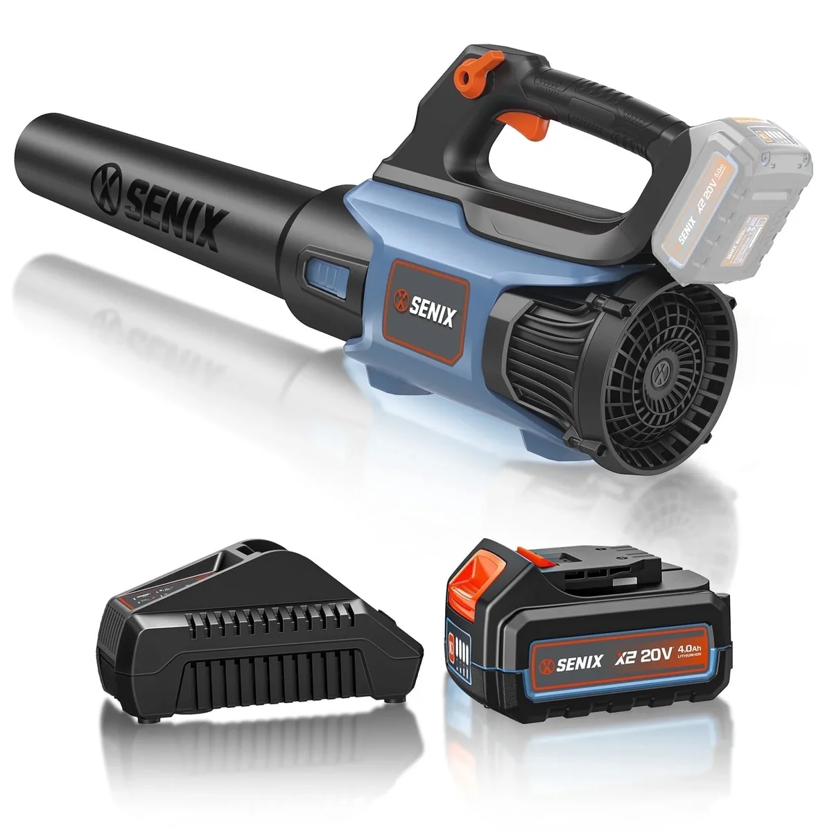 SENIX 20 Volt Max* Cordless Leaf Blower, Variable Speed, Lightweight, Up to 350 CFM and 80 MPH, (Battery and Charger Included) BLAX2-M 2824
