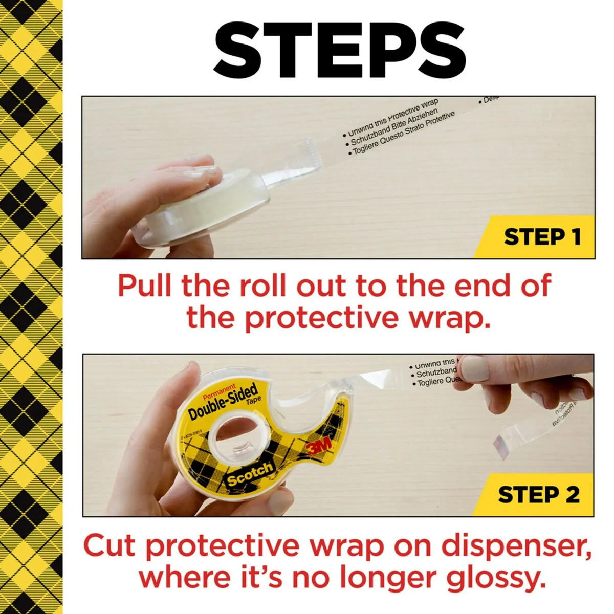 Scotch Double Sided Tape, Clear, 1/2" x 500", 6 Dispensers 3826