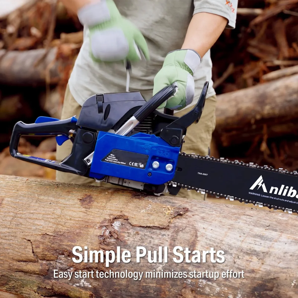 ANLIBATT Gas Chainsaw 18" 46cc 2.4HP 2-Cycle Gasonline Powered Handheld Cordless Chain Saw Petrol Automatic Oiler for Farm Garden Trees Wood Cutt 0938