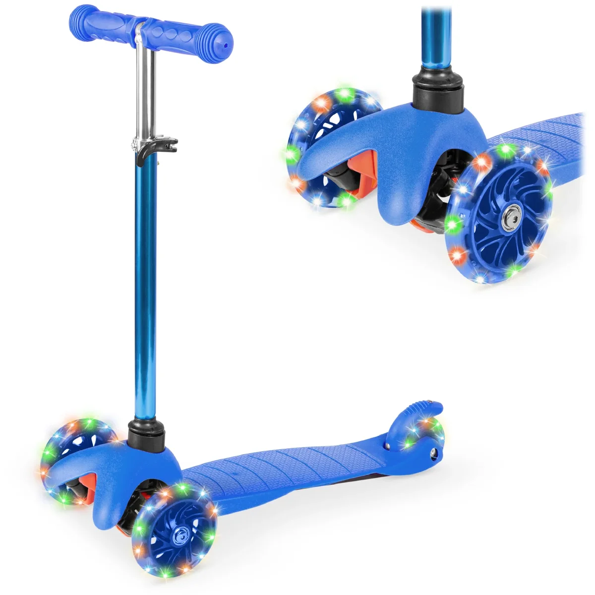 Best Choice Products Kids Mini Kick Scooter Toy w/ Light-Up Wheels and Height Adjustable T-Bar - Blue 4999