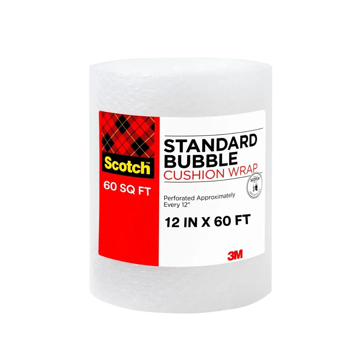 Scotch Bubble Cushion Wrap, 60ft. x 12in., Standard Bubble, 1 Roll 9341