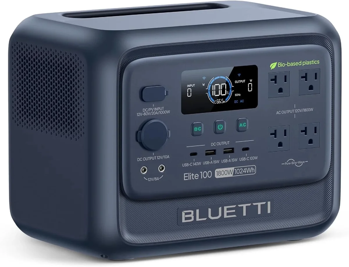 BLUETTI Elite 100 V2 Portable Power Station, 1024Wh LiFePO4 Battery Backup, 4 x 1800W AC Outlets, 3600W Surge, ISCC PLUS Certified Bio-Based Shel 5466