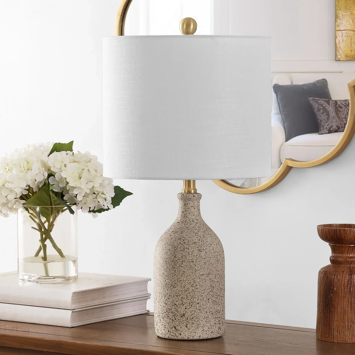 SAFAVIEH Gunnar 23 in. Textured Ceramic Table Lamp, Grey 3693