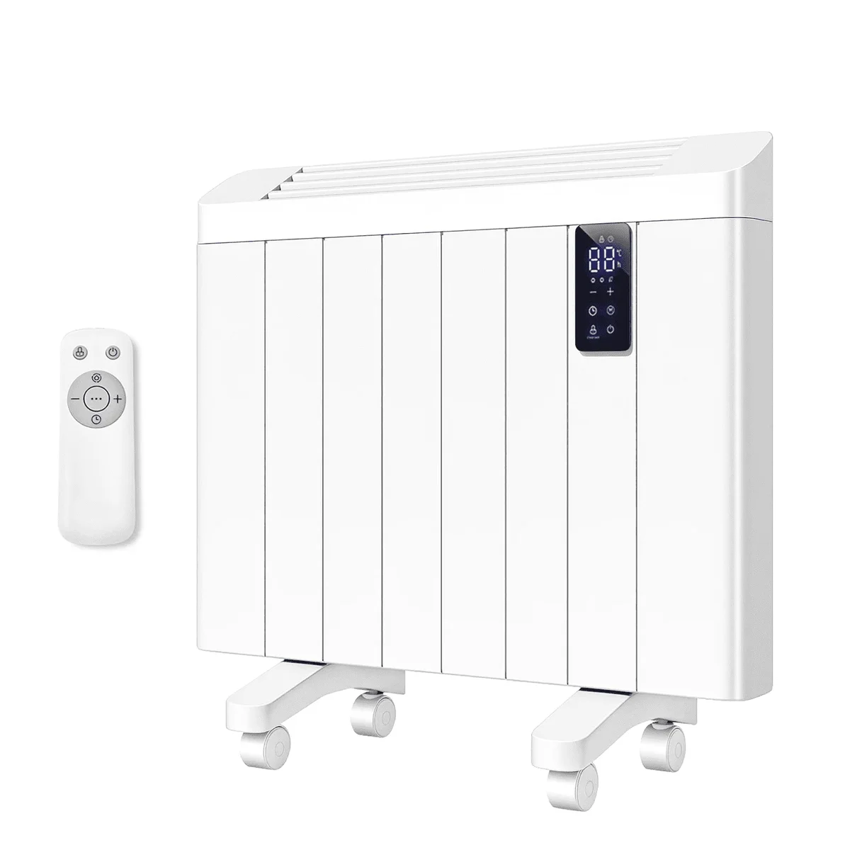 Everdaily Essentials 800W Convection Panel Heater - Ultra Quiet Wall Mount Space Heater with Remote, Timer & LED Display, Portable Electric Heater for Indoor Use, Fan Ref. 7322