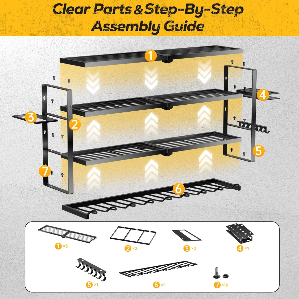 Riousery Heavy Duty Power Tool Organizer Wall Mount, 4-Tier Garage Storage Tool Rack with 8 Cordless Drill Holders, 350 LBS Capacity 6705
